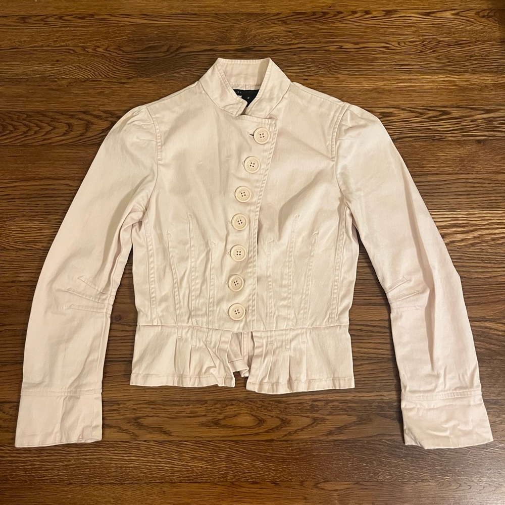 Marc Jacobs Light Pink Asymmetric Button Down Military Jacket